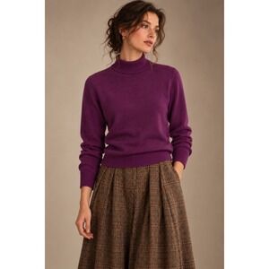 Vintage Charter Australia 100% Merino Wool Mock Neck Sweater Purple L Poetcore